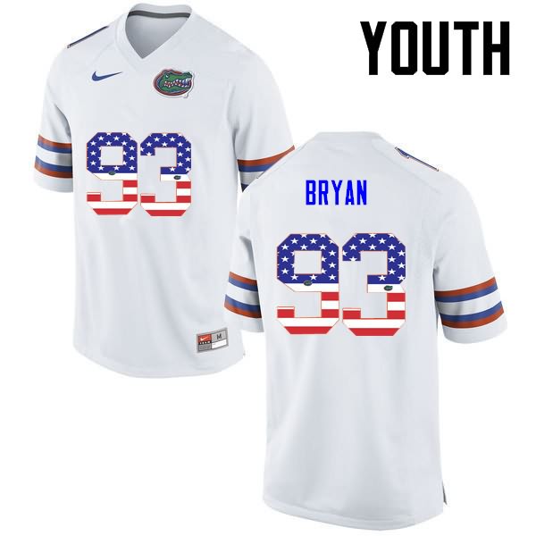 NCAA Florida Gators Taven Bryan Youth #93 USA Flag Fashion Nike White Stitched Authentic College Football Jersey FLC1664NE